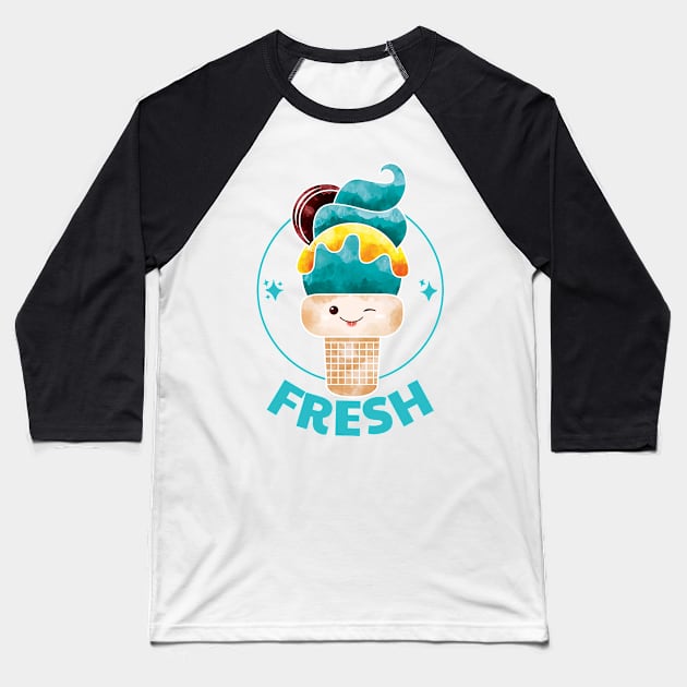 Fresh japanese kawaii ice cream Baseball T-Shirt by InkyArt